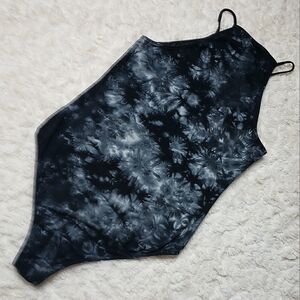 Me to We Dark Tie-Dye Bodysuit w/ High Neckline